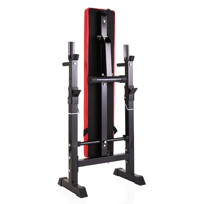 Adjustable Folding Multifunctional Workout Station Adjustable Workout Bench With Squat Rack - Balck Red XH