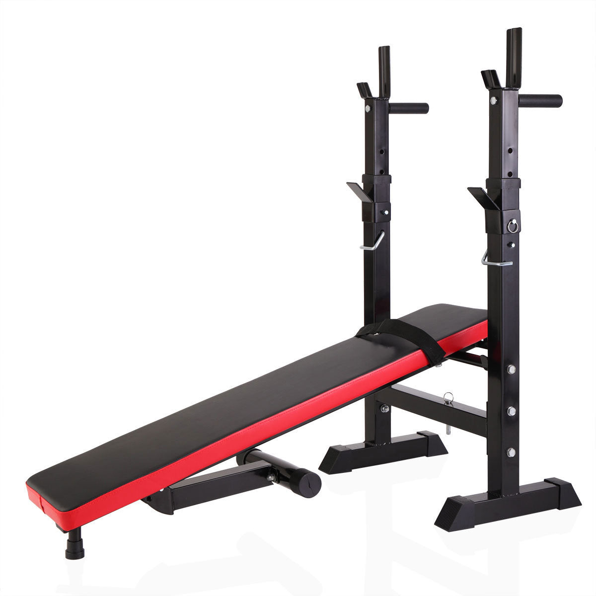 Adjustable Folding Multifunctional Workout Station Adjustable Workout Bench With Squat Rack - Balck Red XH