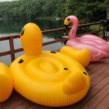 INTEX 57556 Mega Inflatable Yellow Duck Island Beach Pool Float Toy for Adults and Kids