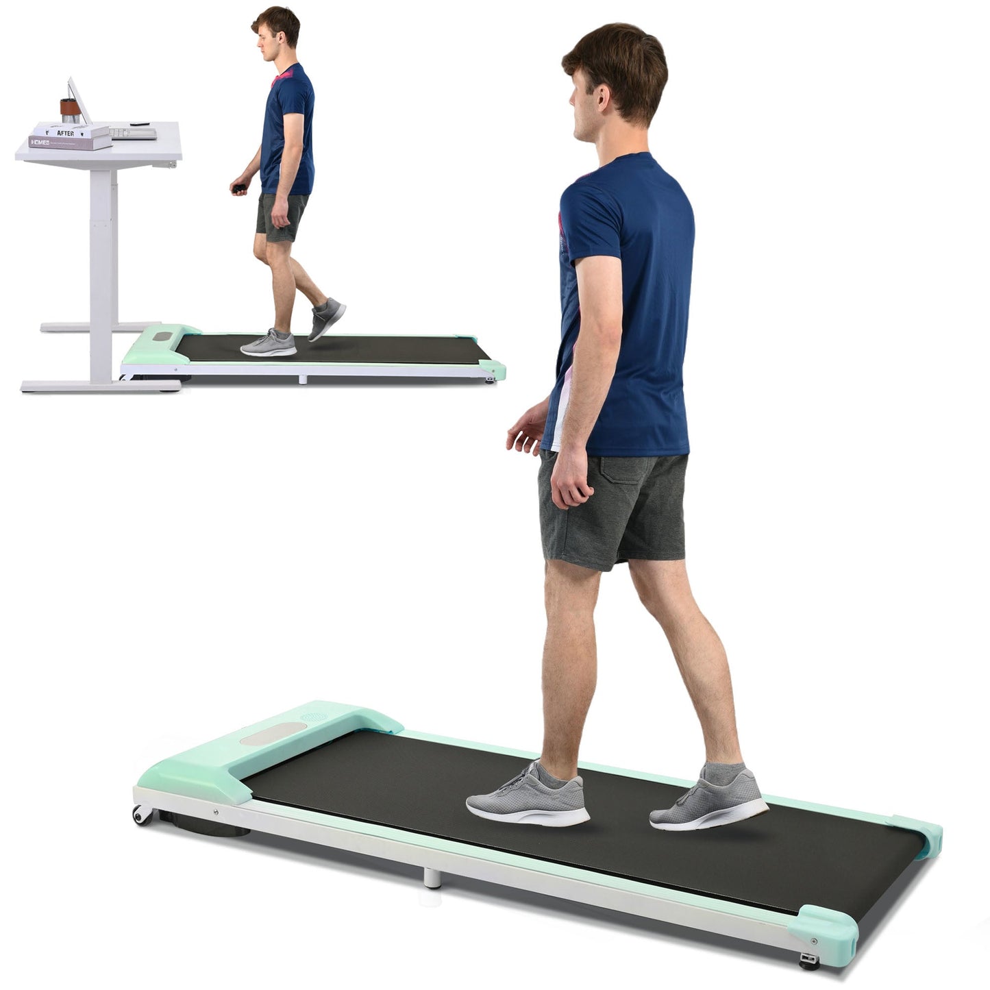 2 in 1 Under Desk Electric Treadmill 2.5HP, With Bluetooth APP and Speaker, Remote Control, Display, Walking Jogging Run