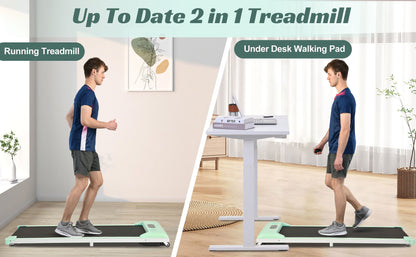 2 in 1 Under Desk Electric Treadmill 2.5HP, With Bluetooth APP and Speaker, Remote Control, Display, Walking Jogging Run