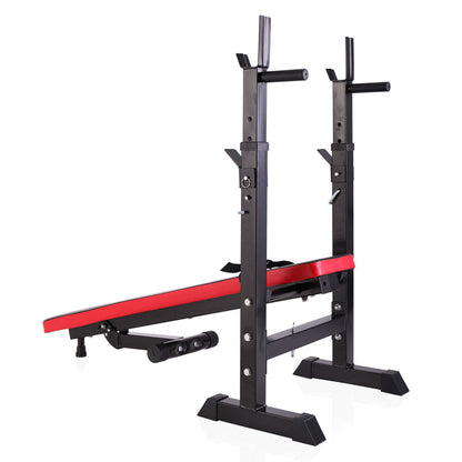 Adjustable Folding Multifunctional Workout Station Adjustable Workout Bench With Squat Rack - Balck Red XH