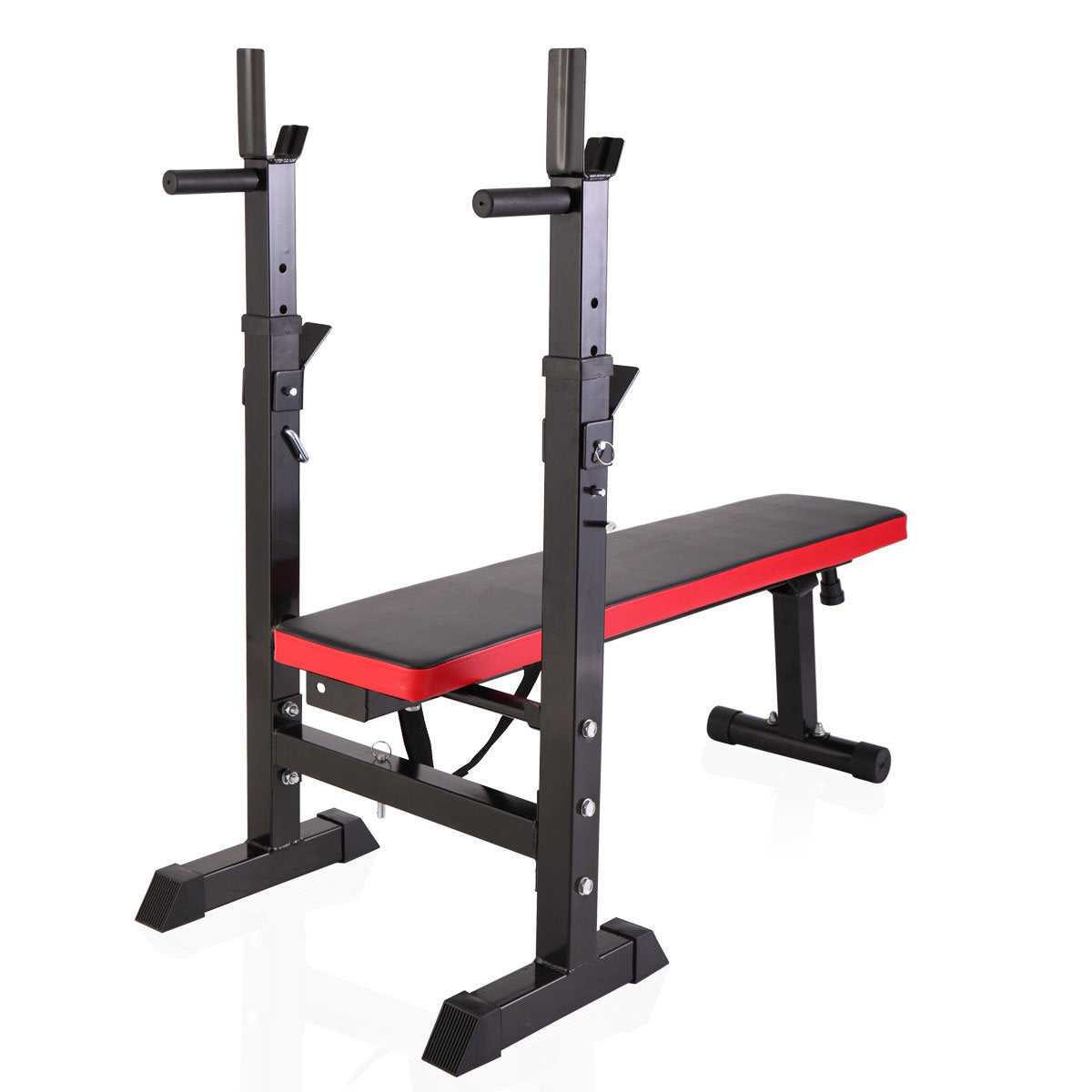 Adjustable Folding Multifunctional Workout Station Adjustable Workout Bench With Squat Rack - Balck Red XH