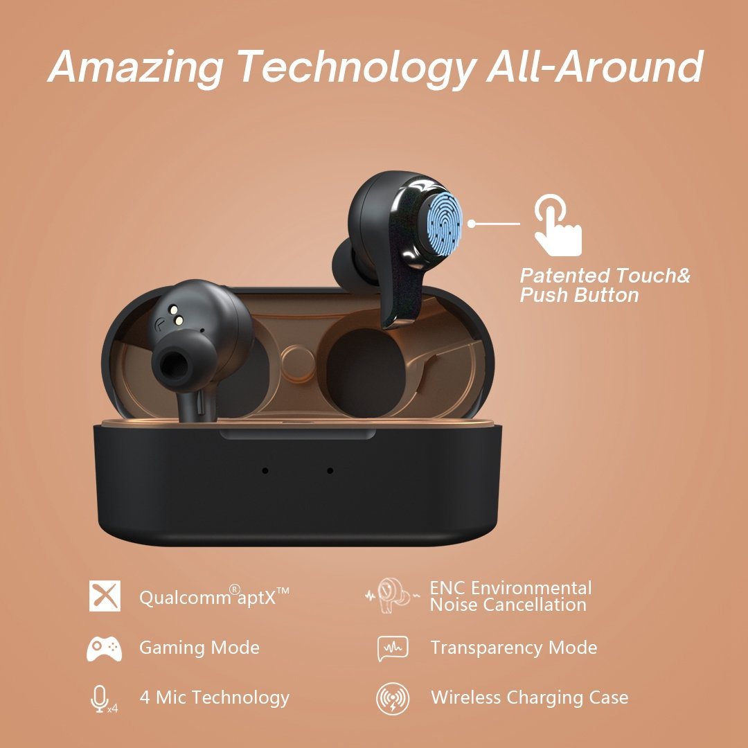 Firefly Vintage - Bluetooth 5.2 Wireless Gaming Earbuds Featuring aptX & Noise Cancellation