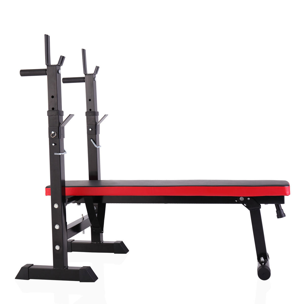 Adjustable Folding Multifunctional Workout Station Adjustable Workout Bench With Squat Rack - Balck Red XH