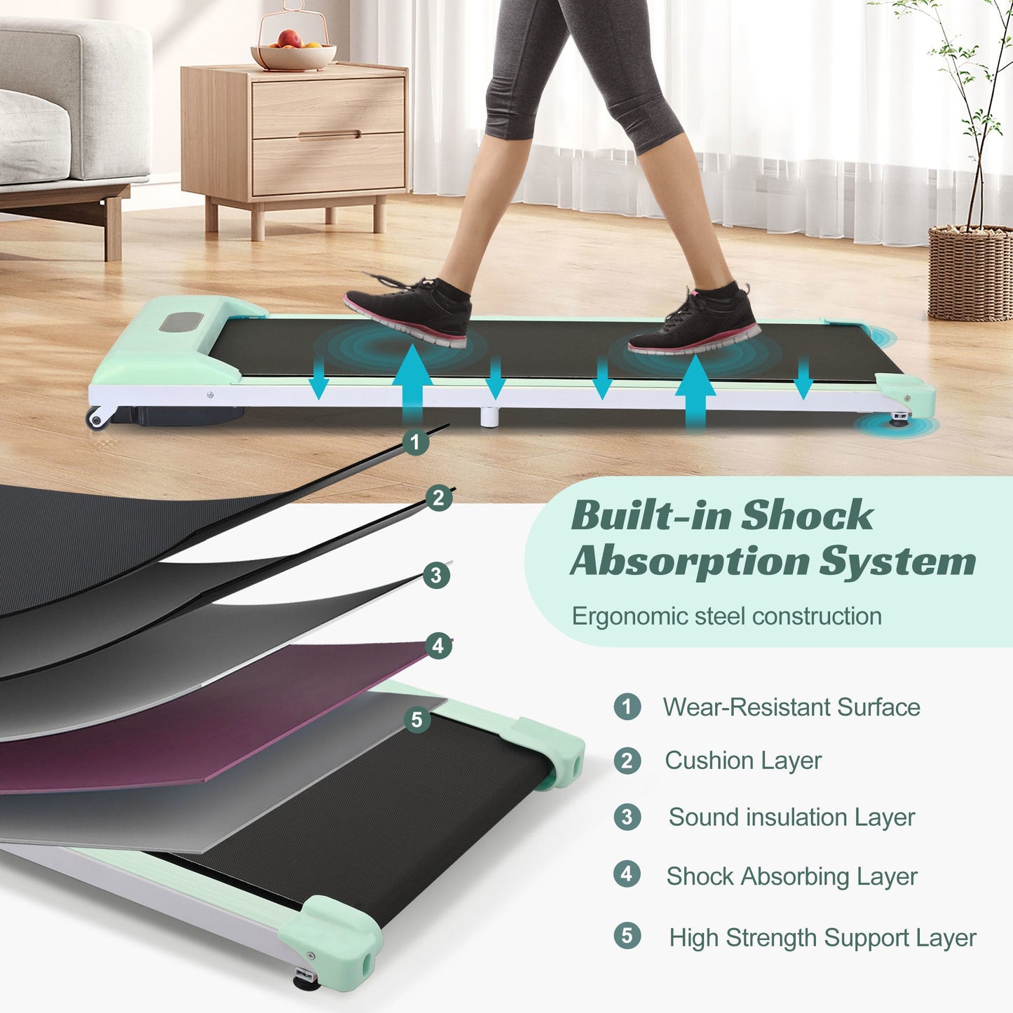 2 in 1 Under Desk Electric Treadmill 2.5HP, With Bluetooth APP and Speaker, Remote Control, Display, Walking Jogging Run